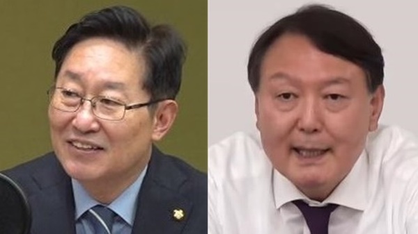 박범계 법무부 장관(왼쪽)과 윤석열 검찰총장