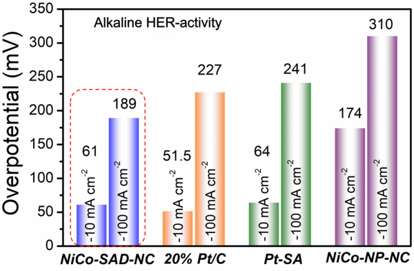 알칼리성에서의 수소 발생 반응 활동 그래프. IBS 제공
