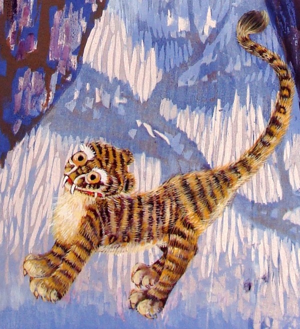 송인선-고담(古談), 목판에 아크릴 채색.