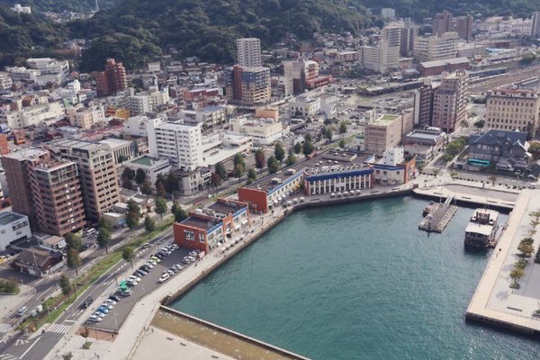 모치코빌딩 전망대에서 본 해협프라자 전경