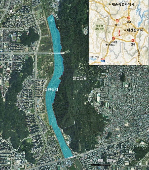 ​대전 갑천습지보호지역 지정도. 환경부 제공