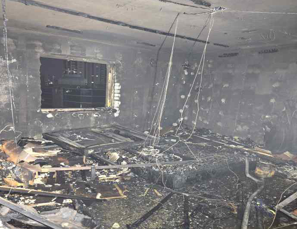 지난 22일 화재로 7명이 사망한 경기 부천 호텔의 객실 내부 모습. 더불어민주당 윤건영 의원실 제공