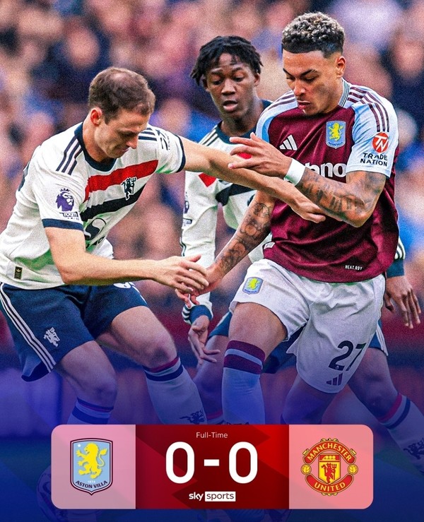 사진= 프리미어 7라운드 맨유는 빌라와 0대0 무승부를 기록했다. skysports 인스타그램