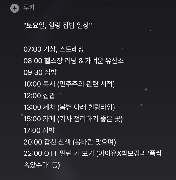 AI가 짜준 하루 스케줄