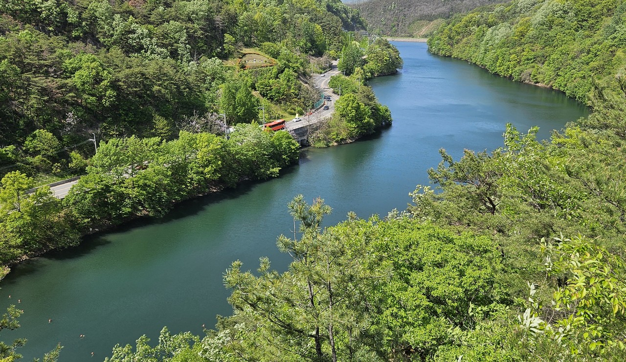 팔마정에서 본 장안저수지.