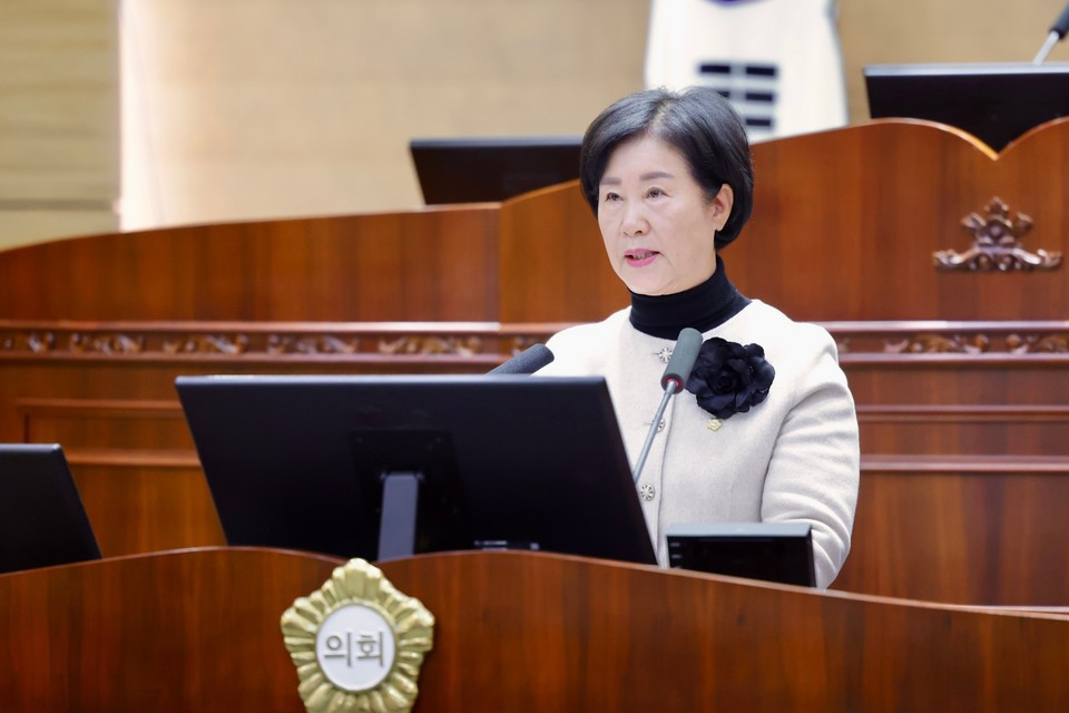 엄소영 의원 5분 발언 모습. 천안시의회 제공